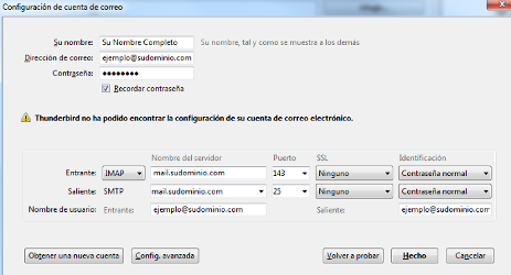 Datos dominio IMAP