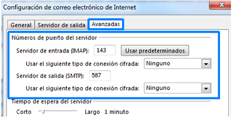 Configuración avanzada IMAP