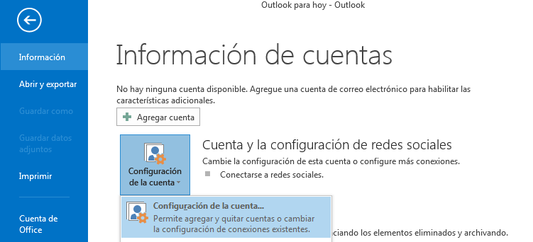 Configuración de cuentas